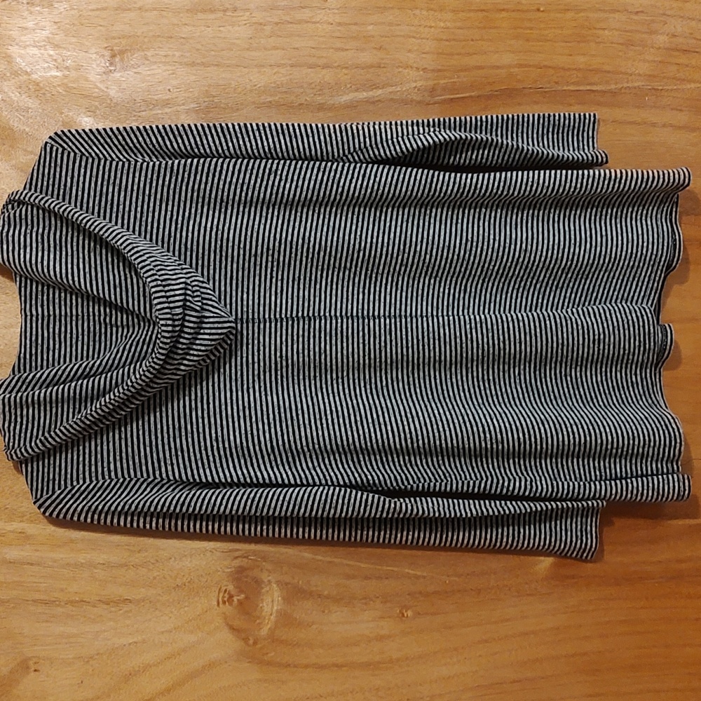 Premise Womens Cozy Hooded Tunic Top Black and Gray Striped Long Sleeve Size S - Picture 5 of 13